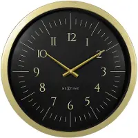 Nextime Wandklok 40 cm-Goud/Zwart-Plastic-'Galaxy'