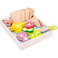 New Classic Toys Houten Sandwich Set - "Maak Je Eigen Broodjes" Speelset met 16+ Accessoires - Rollenspel Speelgoedeten - Educatief Keukenspeelgoed - Vanaf 2 Jaar