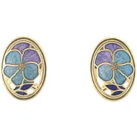 Behave - Oorringen dames - bloemmotief - blauw - 2 cm - vintage