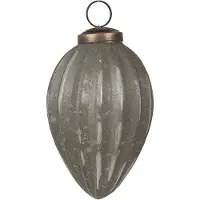 Clayre & Eef Kerstbal Overig Ø 7x11 cm Grijs Glas Kerstballen