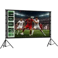 HOMCOM Projectiescherm-Polyester, Aluminium-268L x 58B x 181H cm-Zwart