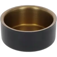 Famanu – Roestvrijstalen voerbak voor honden en katten, 450 ml, zwart/goud, 5,7 cm hoog, Ø13 cm, duurzaam en stijlvol ontwerp voor dagelijks gebruik