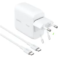 Belkin BoostCharge USB-C GaN Wandlader 100 W met 1,5 m USB-C-kabel – Laptop- en Telefoonsneller – Inklapbare Stekkerpinnen – Wit