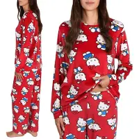 Sarcia.eu Hello Kitty VELOUR, tweedelig damespyjama, WARME pyjama met lange mouwen, LANGE broek M