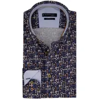 Giordano overhemd donkerblauw geprint