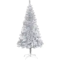 vidaXL - Kunstkerstboom - met - standaard - 210 - cm - PET - zilverkleurig
