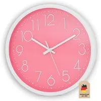 Intirilife wandklok in wit - roze met 30,5 cm diameter - praktische tijdweergave chronometer stijlvol voor elke kamer
