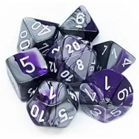 Chessex Gemini Paars-Steel/Wit Polydice Dobbelsteen Set (7 stuks)