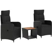 vidaXL Tuin loungeset 3 st Zwart PE rotan en poedergecoat staal