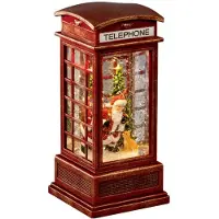 Konstsmide Sneeuwlantaarn telefooncel kerstman-hond 20x9cm led rood