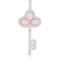 Cavill - Zilveren Hanger met 3 Roze Opalen (2,177 ct) uit Peru - 925 Sterling Zilver met 74 Zirkonia Pave (0,513 ct) - Elegant Ovaal Cabochon Sieraad
