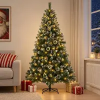 vidaXL Kunstkerstboom 150 cm 150 LED's Warmwit PVC en Metalen Groen