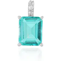 Cavill - Luxe Zilveren Hanger met 3,93 ct Blauwe Paraiba Kwarts - 925 Sterling Zilver, Platina Coating - Achthoekig, Zirkonen 0,10 ct