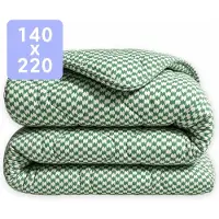 HappyBed Dekbed zonder overtrek 140x220 - 100% Katoen - Wasbaar Dekbed - Bedrukt dekbed zonder hoes - Hoesloos Dekbed - Eenpersoonsdekbed - Houndstooth Green
