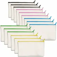 Famanu – 15 Stuks Lege Katoenen Canvas DIY Craft Ritszakjes Pennenzak voor Make-up Toilettas Opbergtas
