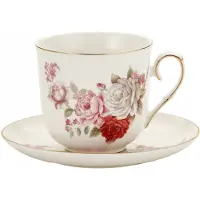Marco polo Porseleinen Kop en Schotel met Rozen - Elegant Cadeau