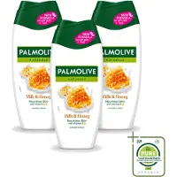 Palmolive 3 x – Douchecrème – Milk & Honey - 250 ml - Grootverpakking - Vaatwasstrips - Douchecrème - Voedende Douchecrème - Melk En Honing - Huid Verzorging - Hydraatende Douchecrème