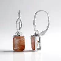 Cavill - Zilveren Oorbellen - 925 Sterling Zilver - Koperkleurige Rutielkwarts 4,945 ct - Achthoekig Geslepen - Met Zirkonen Tanzania - Luxe & Elegant