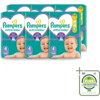 Pampers 6 x – Luiers – Active Baby Maat 4 – 46 Luiers - Grootverpakking - Vaatwasstrips - Baby Luier - Baby Droog - Baby Luchtdoorlatend - Baby Comfort - Baby Nacht