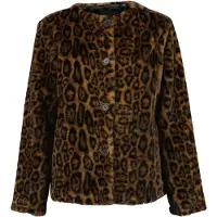 Blue Seven - dames - Jas 291108 bruin panter print gevoerd kort - maat 40