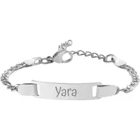Yehwang Graveerbare Kinder Naam Armband Bar Zilver