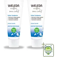 Weleda 2 x - Tandpasta Saline - 75ml - Grootverpakking - Vaatwasstrips - Tandpasta - Zeezout - Mondgezondheid - Tandplak - Tandsteen