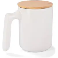 Blue Collection Keramische Mok met Bamboe Deksel - 420 ml