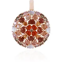Cavill - Zilveren hanger 925 sterling - roségoud verguld - 7,944 ct ovale witte maansteen - stijlvolle edelsteen hanger met hessoniet & rookkwarts