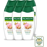 Palmolive 6 x – Douchegel – Almond Milk – 250 ml - Wasstrips - Douchegel Amandel - Zachte Reiniging - Gevoede Huid - Amandelmelk - Milde Douchegel