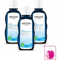 Weleda 3 x - Reiniger & Toner 2‑in‑1 - 100 ml - Bulkverpakking - Gezichtsverzorging - Douchemop - Reinigen