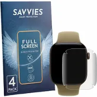 Savvies - Screenprotector voor Apple Watch Series 12 (42 mm) - Folie Beschermfolie transparant volledig dekking 4 Stuks