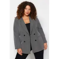 Trendyol Dames Grijs Effen Lang Oversized Grote maten Blazers