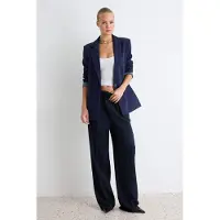 Trendyol TRENDYOLMİLLA Dames Donkerblauw Effen Lang Regular fit Blazers