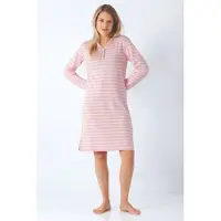 Hajo Premium katoen dames nachthemd roze gemêleerd | Maat 48/50