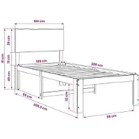 vidaXL Eenpersoonsbed met hoofdbord ROSTOCK Naturel 100 x 200 cm