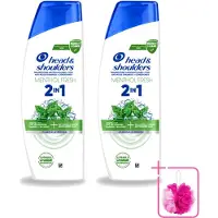 Head & shoulders 2 x 2-in-1 Menthol Fresh anti-roos shampoo, 300 ml - voordeelverpakking - 2 stuks