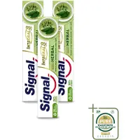 Signal 3 x - Integral & Actions - Tandpasta - Natuurlijke Kruiden - Gerecyclede Verpakking - 75 ml - Wasstrips - Tandpasta - Natuurlijke Kruiden - Fluoride - Tandbederf - Tandplak