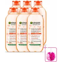 Garnier 6 x - SkinActive - Micellair Reinigingswater - Milde Peeling - Alles-in-1 - 400 ml - Bulkverpakking - Micellair reinigingswater - Douchemop - Huid reinigen