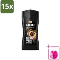 Axe 15 x - 3-in-1 Douchegel - Dark Temptation - Dark Chocolate - 12hrs Long Lasting Scent - 250 ml - Bulkverpakking - Douchegel - Douchemop - Geur
