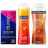 Durex Plezierbundel – Intense Orgasmic Gel 10 ml + Hot Glijmiddel 100 ml + Massage Glijmiddel Ylang Ylang 200 ml – 3 Stuks
