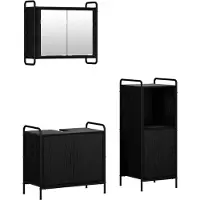 vidaXL Badkamerkast set 3 st Zwart eiken 40 x 36 x 99,5 cm
