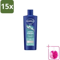 Andrélon 15 x – Shampoo – Marine Fresh Men – 400 ml - Bulkverpakking - Mannelijk haar reinigen - Douchemop - Vet haar verwijderen