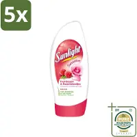 Sunlight 5 x - Douchegel - PH Neutraal - Rozen En Frambozen - 250 ml - Wasstrips - Douchegel - Zachte Reiniging - PH Neutraal - Roze Geur - Frambozen Geur