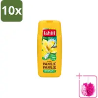 Tahiti 10 x – Douchegel – Vanille - 300 ml - Bulkverpakking - Douchegel vanille - Douchemop - Douchegel voor huidverzorging