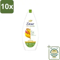 Dove 10 x Care By Nature - Uplifting - Douchegel - Mangoboter & Almond Extract - 225 ml - Wasstrips - Douchegel - Huidverzorging - Opwekkende Douchegel - Hydraterende Douchegel - Mangoboter
