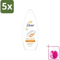 Dove 5 x Fruity Nourish - Douchegel - Sulfaatvrij - 250 ml - Bulkverpakking - Douchegel - Douchemop - Voedende douchegel