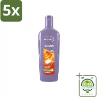 Andrélon 5 x - Glans - Shampoo - 300 ml - Grootverpakking - Vaatwasstrips - Glans Haar - Natuurlijke Glans - Zomertarwe Shampoo - Honing Shampoo - Stralend Haar