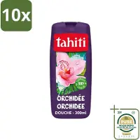 Tahiti 10 x - Douchegel - Orchidee - 100% Vegan - 300 ml - Wasstrips - Douchegel Orchidee - Orchidee Geur - Hydraterende Douchegel - Verzorgende Douchegel - Bloemige Geur
