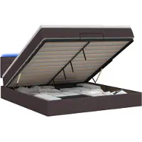 vidaXL Ottomanbed met matras en LED-verlichting, donkerbruin, 140 x 190 cm