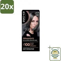 Syoss 20 x - Coloration 4-15 Dusty Chrome - Haarverf - Grijsdekking - Vermindert Haarbreuk - Wasstrips - Haarverf - Haarkleur - Grijsdekking - Keratine - Haarverf Permanent